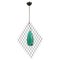 Green Murano Glass and Metal Hanging Light, 1960s 1