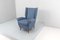Mid-Century Wood and Blue Fabric Armchair by Giò Ponti for Isa, 1950s 4