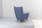 Mid-Century Wood and Blue Fabric Armchair by Giò Ponti for Isa, 1950s 10