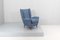Mid-Century Wood and Blue Fabric Armchair by Giò Ponti for Isa, 1950s 2