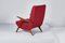 Mid-Century Shaped Wood and Red Leather Armchair by C. Graffi, 1950s 6