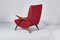 Mid-Century Shaped Wood and Red Leather Armchair by C. Graffi, 1950s, Image 6