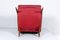 Mid-Century Shaped Wood and Red Leather Armchair by C. Graffi, 1950s 11