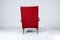 Mid-Century Shaped Wood and Red Leather Armchair by C. Graffi, 1950s 5