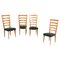 Mid-Century Wooden and Skai High Back Chairs by Paolo Buffa, 1960, Set of 4 1