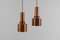 Mid-Century Mod T292 Pendant Lamp in Copper by H.A. Jakobsson, 1958, Set of 2 4
