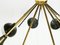 Opaline Glass, Brass & Painted Metal 8-Light Pendant Lamp from Stilnovo, 1950s 4