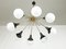 Opaline Glass, Brass & Painted Metal 8-Light Pendant Lamp from Stilnovo, 1950s, Image 3