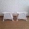 Vintage Rattan and Cane Stools in Painted White, 1970s, Set of 2 1