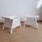 Vintage Rattan and Cane Stools in Painted White, 1970s, Set of 2 5