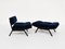 Panchetto Reclining Armchair with Stool by Rito Valla for Ipe, Italy, 1960s, Set of 2 1