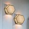 Hexagonal Brass Glass Sconces, 1980s, Set of 2 6