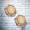 Hexagonal Brass Glass Sconces, 1980s, Set of 2 5