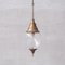 Lámpara colgante francesa Mid-Century de latón y vidrio, Imagen 1