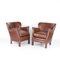 Small Vintage Leather Club Armchairs, Set of 2 8