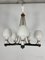 Mid-Century Brass and Opaline Glass 5-Arm Chandelier in th style of Arredoluce, Italy, 1950s 7