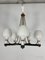 Mid-Century Brass and Opaline Glass 5-Arm Chandelier in th style of Arredoluce, Italy, 1950s, Image 7