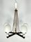 Mid-Century Brass and Opaline Glass 5-Arm Chandelier in th style of Arredoluce, Italy, 1950s 1