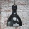 Lámparas colgantes industriales vintage de latón y esmalte negro, años 50, Imagen 4