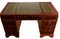 Antique Pedestal Desk with Green Leather Inlays, Image 1