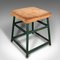 Large Vintage English Industrial Lab Stool in Suede, 1950s, Image 1
