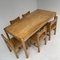 Wood Dining Table and Chairs attributed to Ilmar Tapiovaara for Laukaan Puu, Set of 6 5
