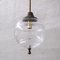 Mid-Century French Clear Glass and Brass Pendant Light 2