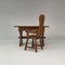 Brutalist Oak Desk and Armchair by De Puydt, Belgium, 1970s, Set of 2 13