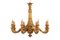 Lámpara de araña estilo Luis XVI de madera tallada y dorada de Dumez, años 50, Imagen 1