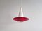 Lámpara colgante de vidrio opalino y rojo, años 60, Imagen 1