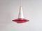 Lámpara colgante de vidrio opalino y rojo, años 60, Imagen 7
