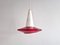 Lampe à Suspension Rouge et Verre Opalin, 1960s 7