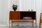 Danish Modern Teak and Oak Console Table with Cane Shelf, 1960s, Image 16