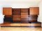 Danish Wall Shelf in Teak with Black Leather Seats, 1963 1