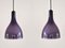 Vintage Purple and White Glass Pendant Lamps, 1960s, Set of 2 1