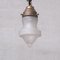 Small Mid-Century Opaque Glass and Brass Pendant Light 5