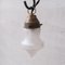 Small Mid-Century Opaque Glass and Brass Pendant Light 2