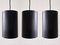 Danish Black Cylinder Pendant Lamps by Eila & John Meiling for Louis Poulsen, 1967, Set of 3 1