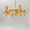 Scandinavian Chandelier in Brass and Glass from Orrefors, 1960s, Image 1
