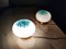 Lámparas de mesa posmodernas de cristal de Murano en blanco y azul claro, años 80. Juego de 2, Imagen 2
