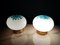 Lámparas de mesa posmodernas de cristal de Murano en blanco y azul claro, años 80. Juego de 2, Imagen 4