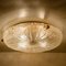 Gold, Clear Brass and Textured Glass Flush Mount attributed to Hillebrand, 1960s 7