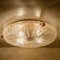Gold, Clear Brass and Textured Glass Flush Mount attributed to Hillebrand, 1960s, Image 7