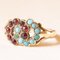 8 Karat Yellow Gold Infinity Ring with Turquoises and Garnets, Late 1800s-Early 1900s 2