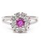 18 Karat White Gold Daisy Ring with Central Ruby and Diamonds, 1960s, Image 1