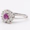 18 Karat White Gold Daisy Ring with Central Ruby and Diamonds, 1960s, Image 4