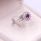 18 Karat White Gold Daisy Ring with Central Ruby and Diamonds, 1960s 3