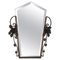 French Art Deco Beveled Wall Mirror with Wrought Iron Frame Roses, 1930s 1