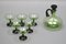 Mid-Century Modern Green and Black Glass Decanter and Glasses, 1950s, Set of 7 3