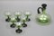 Mid-Century Modern Green and Black Glass Decanter and Glasses, 1950s, Set of 7, Image 3